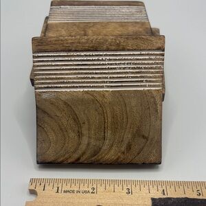 Rustic Wooden Coasters with White Stripes